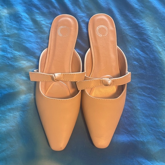 Journee Collection Missie Slip On Square Toe Nude Women's Mules - Picture 1 of 7